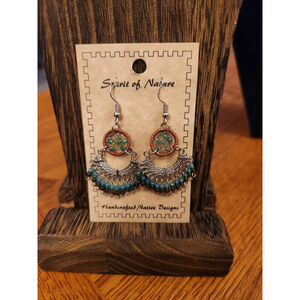 Dreamcatcher Earrings Silver and Blue Accents